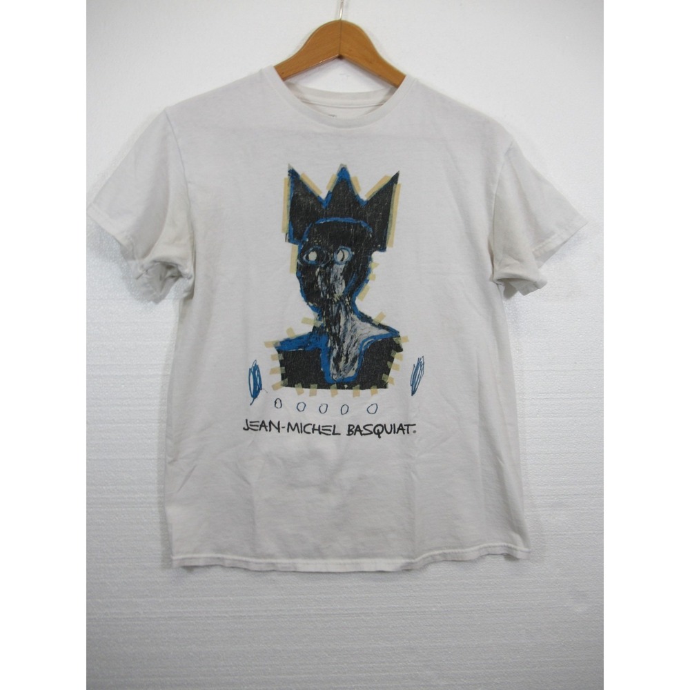 Jean Michel Basquiat Distressed T-shirt Men Medium White Shorts Sleeve